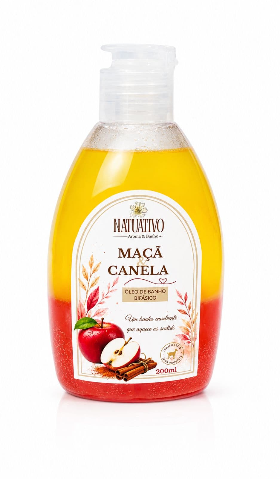 Óleo de Banho Bifásico - Maçã e Canela - 200ml